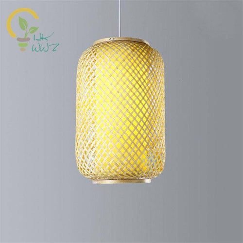 Suspension design en rotin LED aux formes arrondies style Asian - vue 3 sur 3