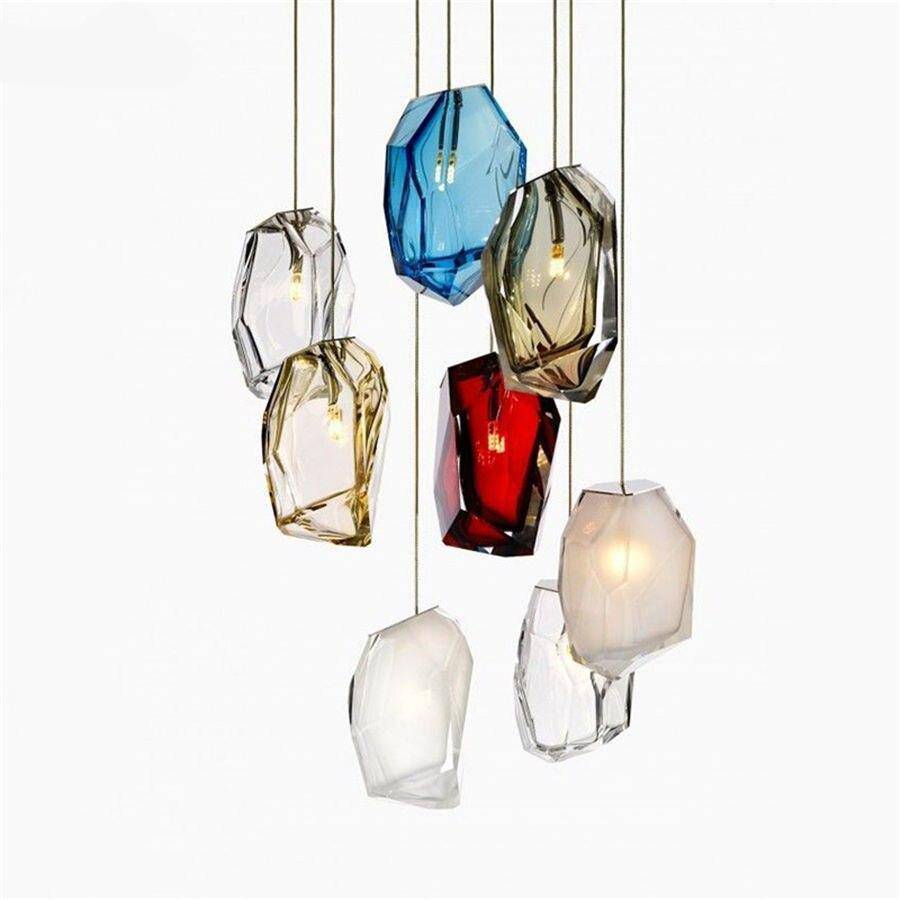 Suspension design à LED en verre cristal coloré Luxury - vue 4 sur 10