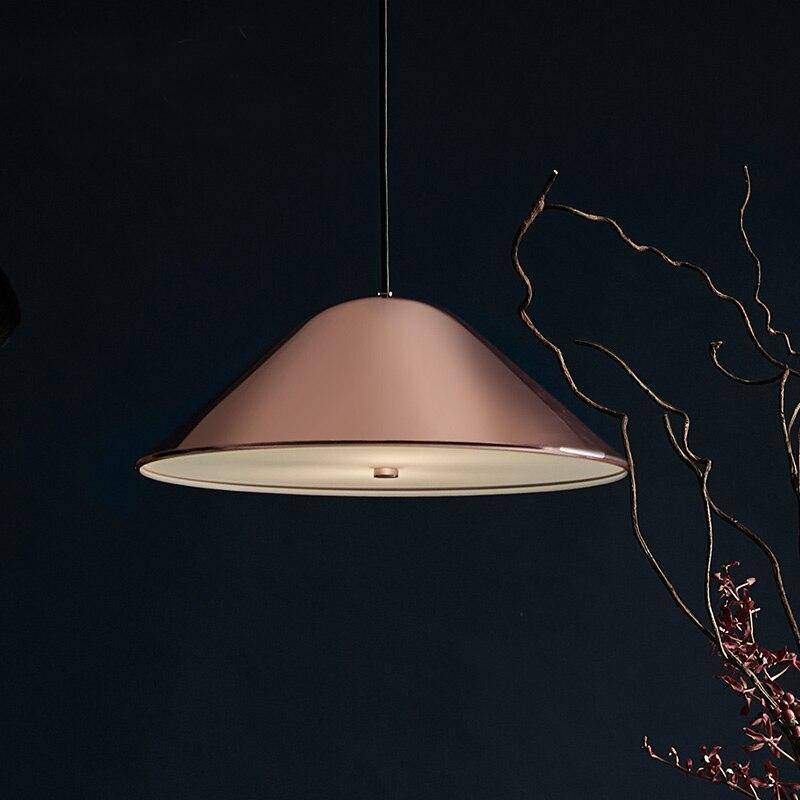 Suspension design LED avec abat-jour arrondi rose gold Loft - vue 2 sur 4