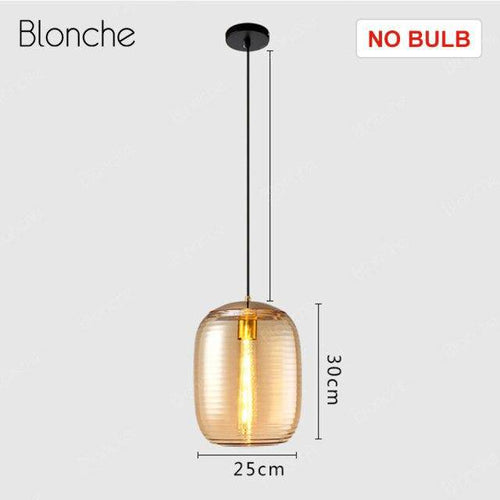 Suspension design LED en verre oval à traits et métal industriel