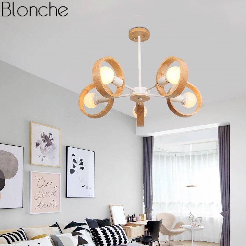 Lustre moderne à LED avec disque en bois style Japan - vue 4 sur 14