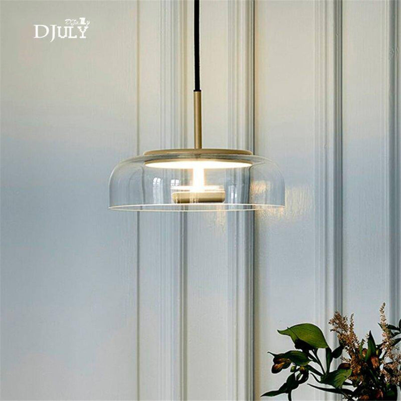 Suspension design à LED avec abat-jour en verre et finitions Luxury