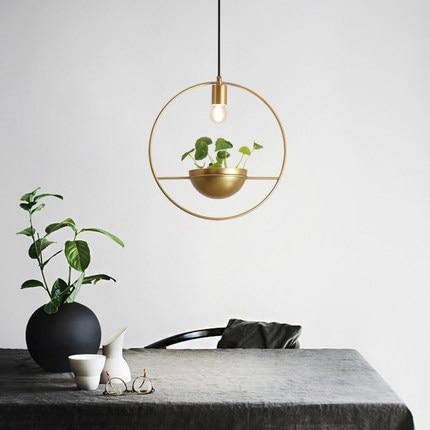 Suspension LED design cercle avec boule à plante Ring - vue 2 sur 6