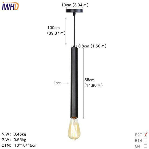 Suspension LED cylindre coloré avec lampe apparente