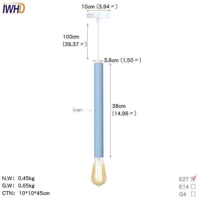 Suspension LED cylindre coloré avec lampe apparente - vue 12 sur 16