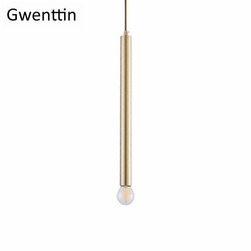 Suspension design cylindre doré à LED Simple - vue 6 sur 7