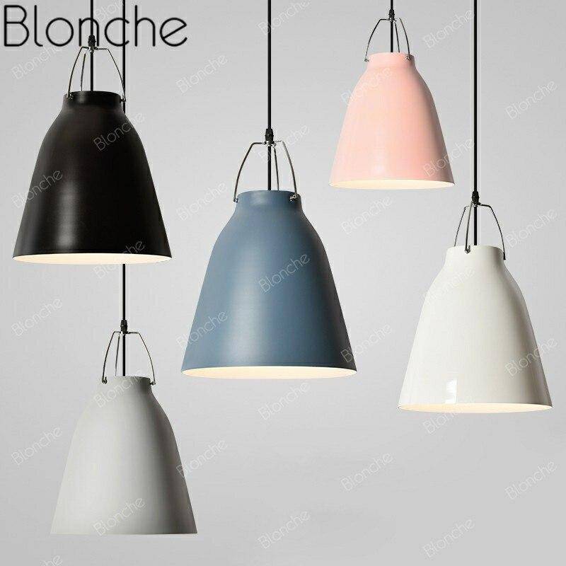 Suspension design à LED en métal avec abat-jour coloré Loft - vue 3 sur 15