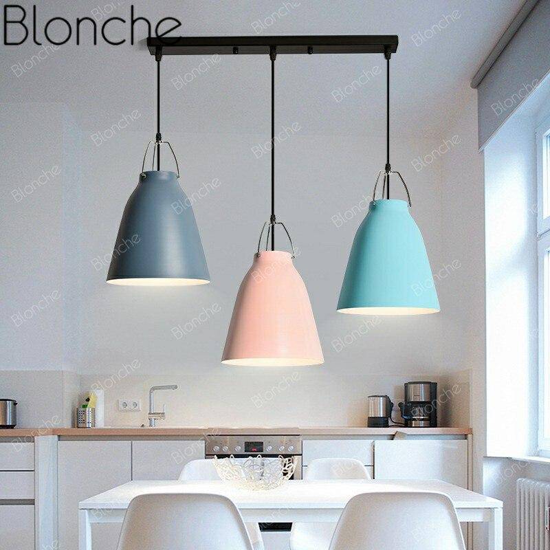 Suspension design à LED en métal avec abat-jour coloré Loft - vue 2 sur 15