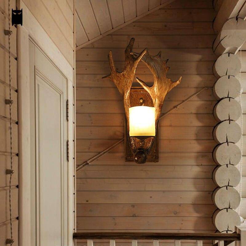 Applique murale rustique LED aux bois de cerfs Art - vue 3 sur 4