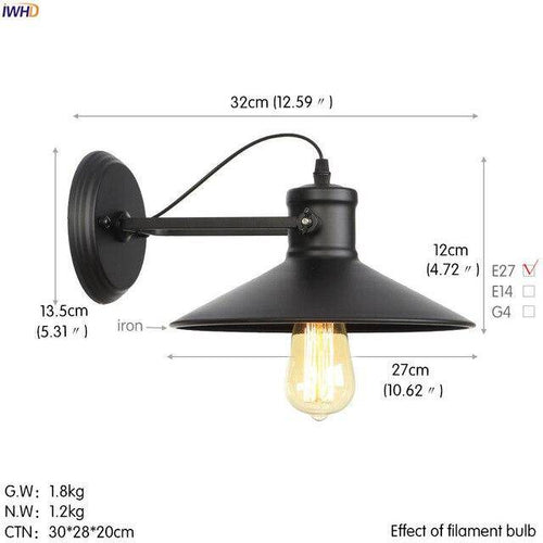 Applique murale rétro LED en métal avec ampoule en verre style industriel Edison - vue 4 sur 7