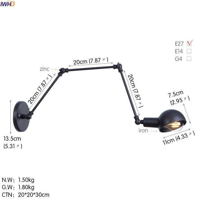 Applique murale antique à bras articulé Rustic - vue 13 sur 16