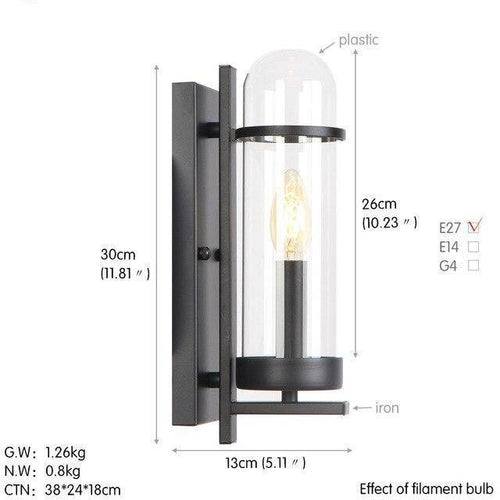 Applique murale rétro LED en métal avec ampoule en verre style industriel - vue 7 sur 6