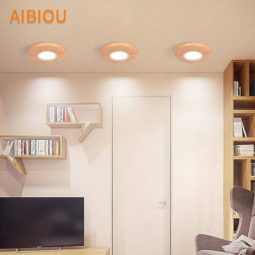 Plafonnier à LED spot en bois Aibiou - vue 5 sur 11