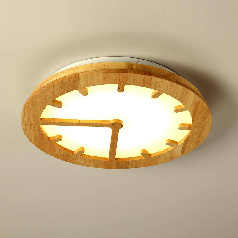 Plafonnier LED horloge en bois - vue 3 sur 7