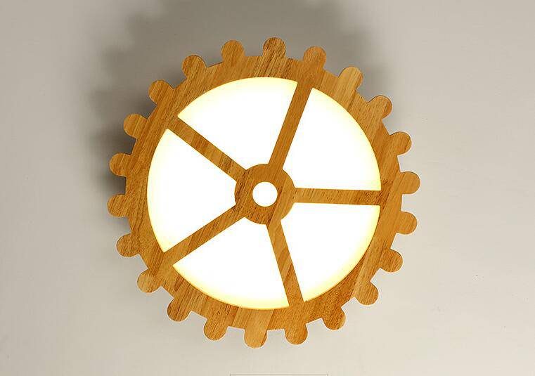 Plafonnier LED horloge en bois - vue 6 sur 7