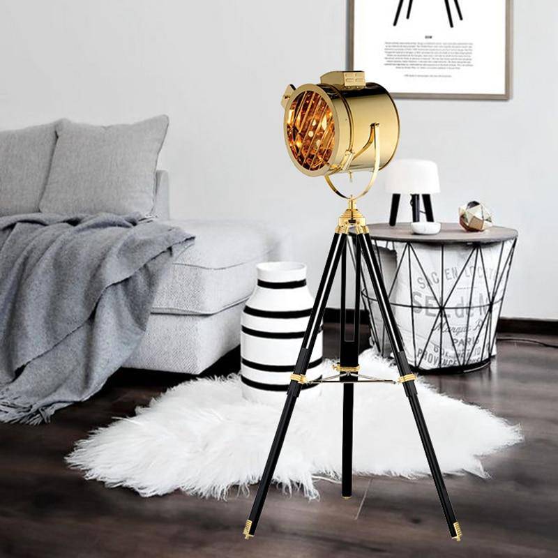 Lampadaire tripode à spot retro chromé Studio