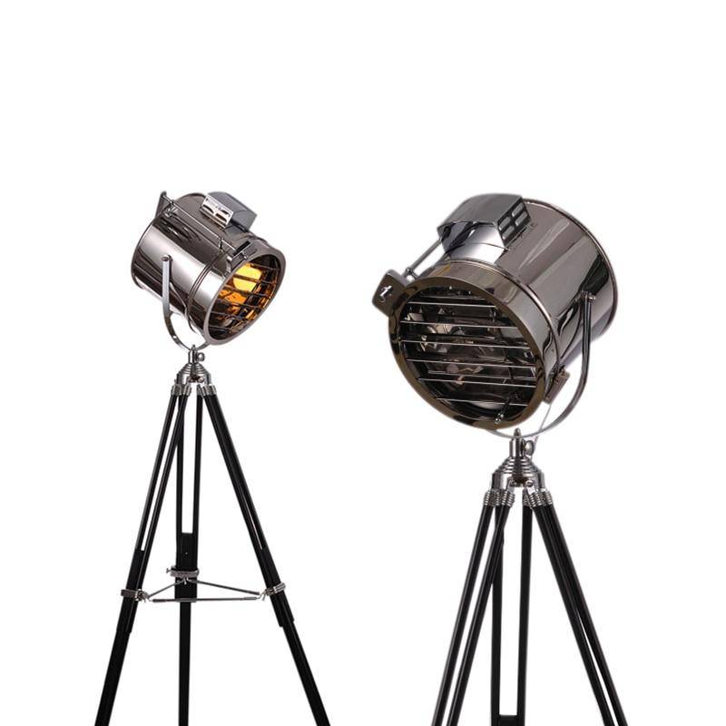 Lampadaire tripode à spot retro chromé Studio