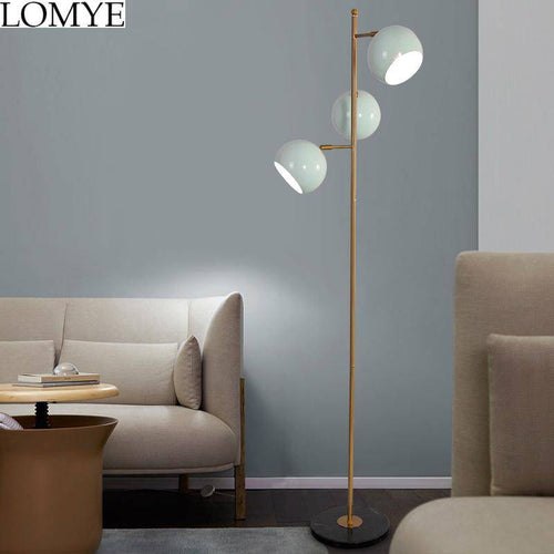 Lampadaire LED doré design avec lampes orientables blanches - vue 2 sur 4