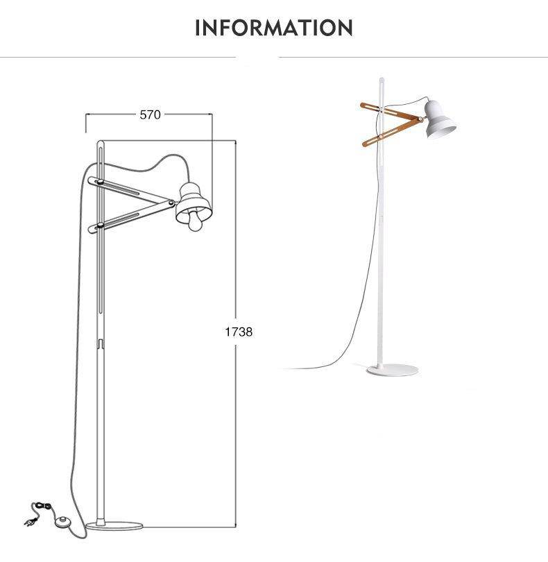 Lampadaire design ajustable avec deux épingles en bois Personality - vue 4 sur 11