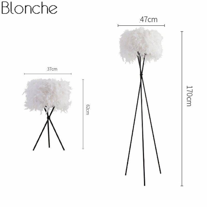 Lampe de chevet LED à plumes sur trois pieds Room - vue 5 sur 5