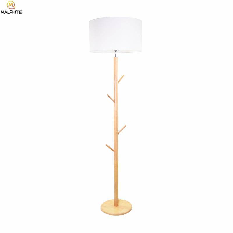 Lampadaire avec abat-jour en tissu et pied en bois à branches - vue 5 sur 6