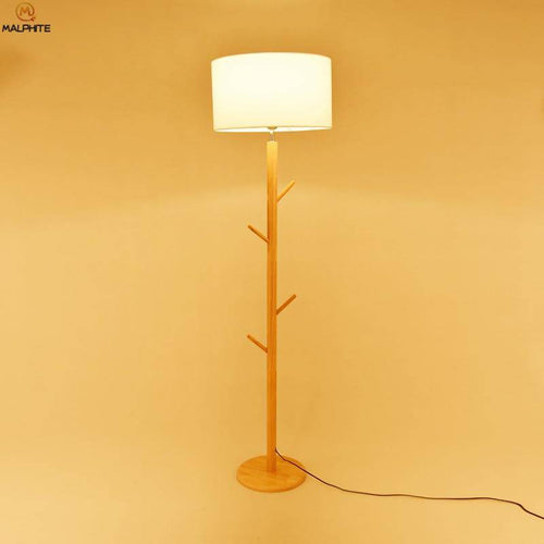 Lampadaire avec abat-jour en tissu et pied en bois à branches - vue 6 sur 6