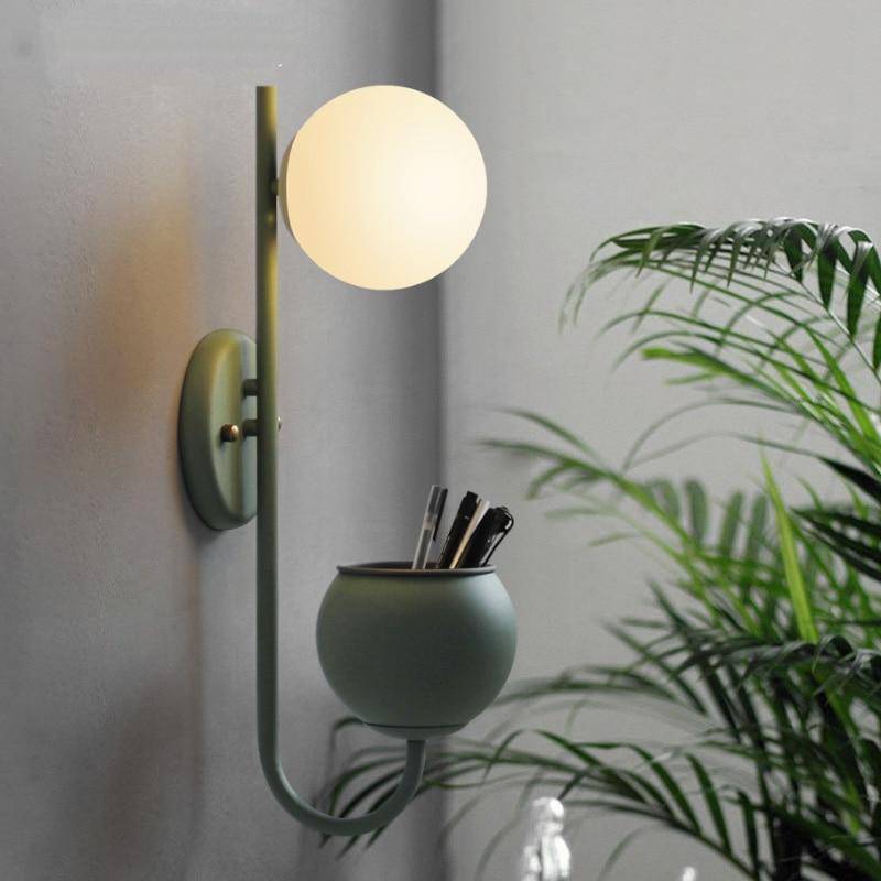 Applique murale LED design avec pot et boule en verre - vue 4 sur 5