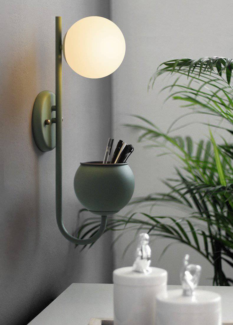 Applique murale LED design avec pot et boule en verre - vue 3 sur 5