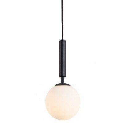 Suspension design boule en verre à LED et support cylindrique