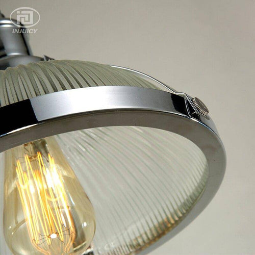 Suspension chromée LED demi boule en verre Vintage - vue 5 sur 7