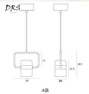Suspension design en aluminium carré doré à LED avec lampe