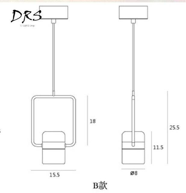 Suspension design en aluminium carré doré à LED avec lampe - vue 8 sur 12