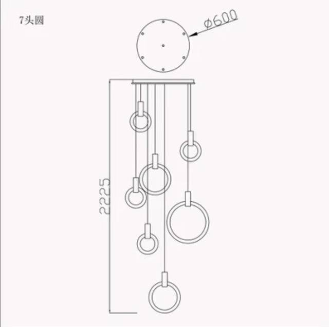 Suspension design cercle éclairé scandinave - vue 4 sur 13