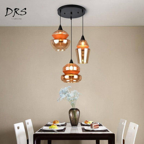 Suspension design en verre fumé marron de plusieurs formes - vue 3 sur 17