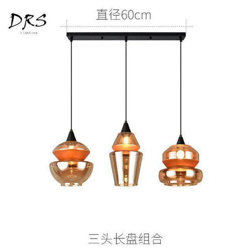 Suspension design en verre fumé marron de plusieurs formes - vue 6 sur 17