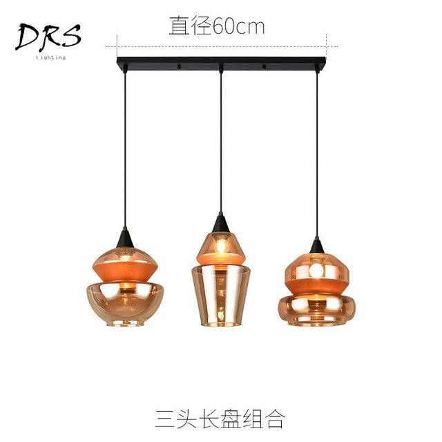 Suspension design en verre fumé marron de plusieurs formes - vue 5 sur 17