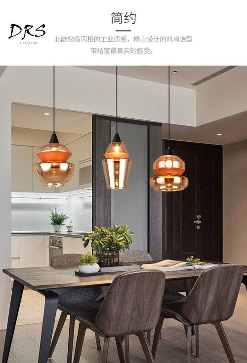Suspension design en verre fumé marron de plusieurs formes - vue 16 sur 17