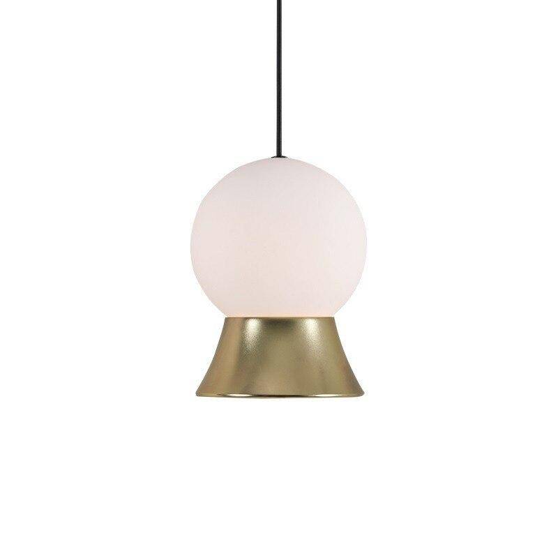 Suspension et lustre design à LED avec boule en verre et support dorée - vue 9 sur 14