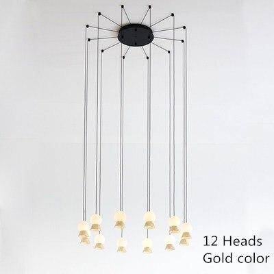 Suspension et lustre design à LED avec boule en verre et support dorée - vue 14 sur 14