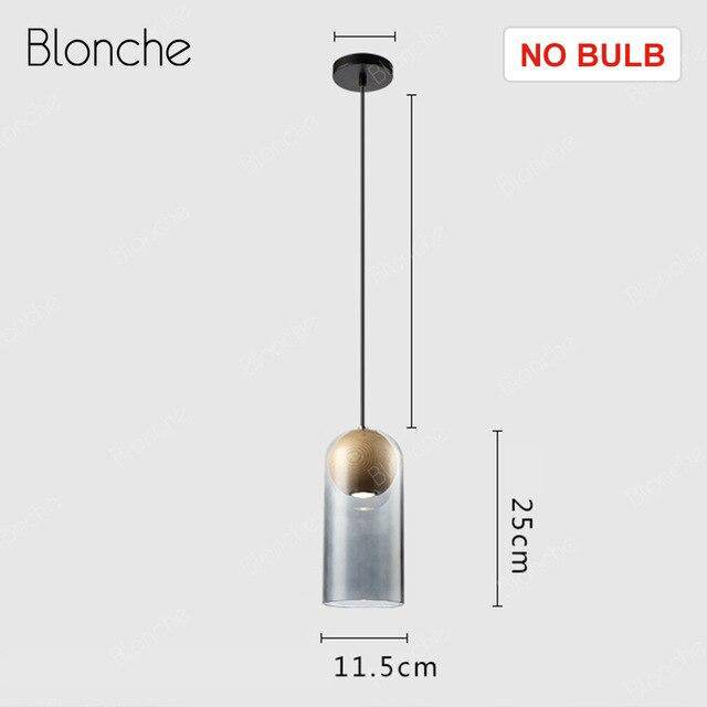 Suspension design LED en verre et bois style industriel