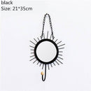 Miroir mural décoratif suspendu rond soleil noir Nordic