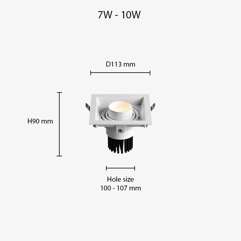 Spot moderne LED à focus réglable et forme encastrable carré Tiago