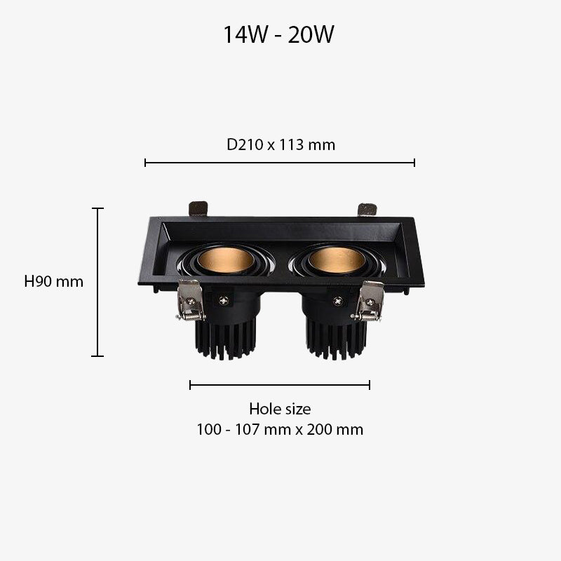 Spot moderne LED à focus réglable et forme encastrable carré Tiago