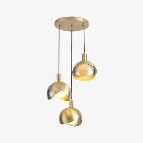 Suspension design à LED avec abat-jour en verre et métal doré