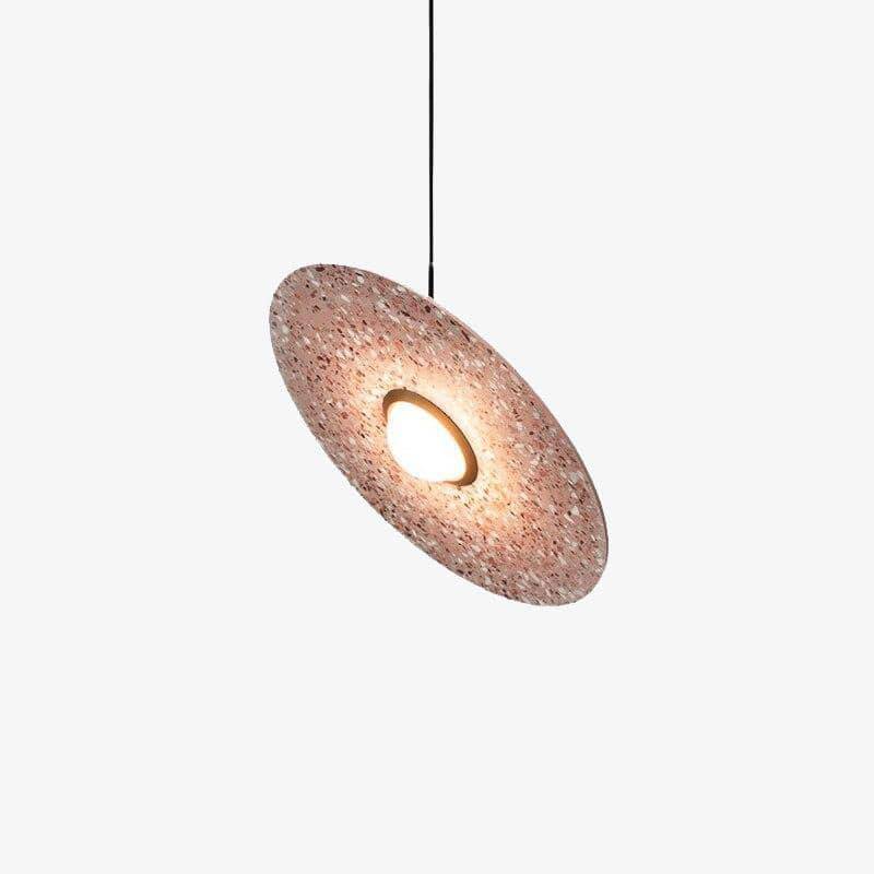 Suspension design à LED avec disque en marbre coloré - vue 2 sur 9