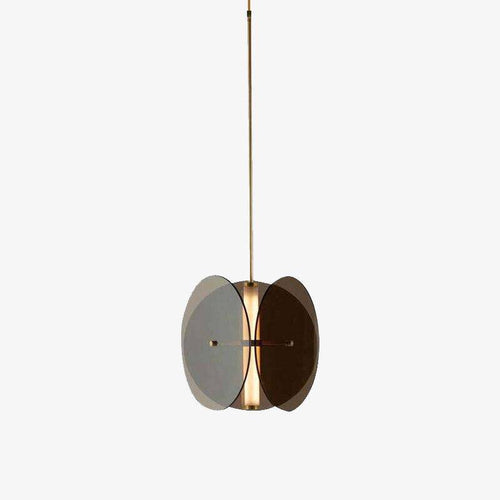 Suspension design à LED avec disques en verre fumé - vue 2 sur 8
