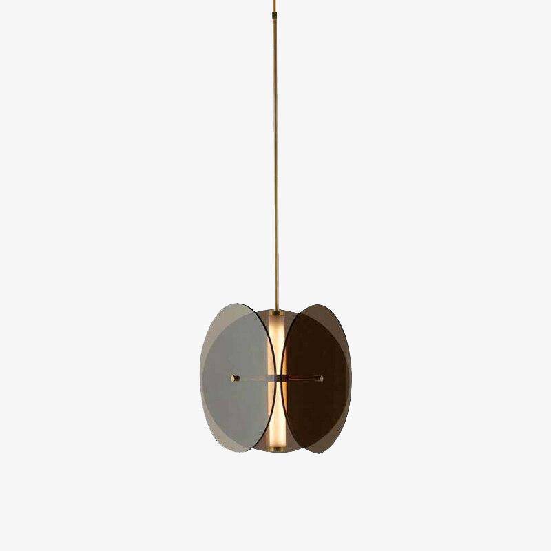Suspension design à LED avec disques en verre fumé