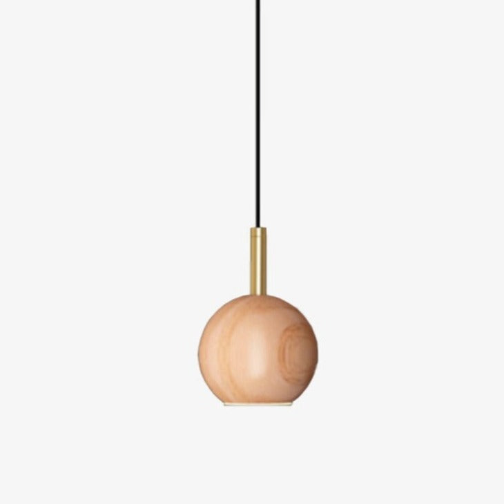 Suspension design avec abat-jour en bois arrondi Ornez - vue 2 sur 7