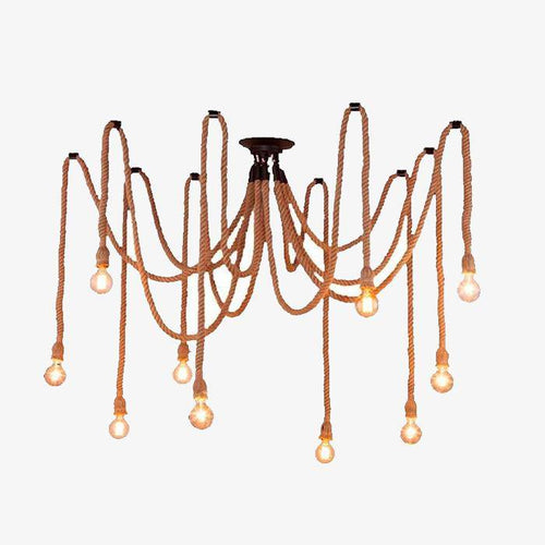 Suspension design avec lampes suspendues sur corde Dining
