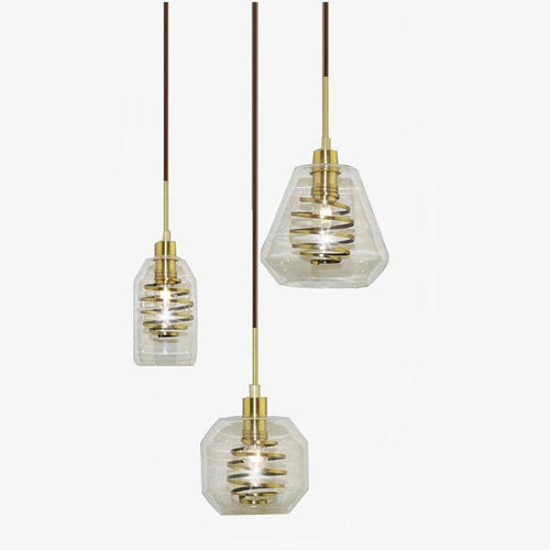 Suspension design en verre avec spirale dorée - vue 2 sur 14